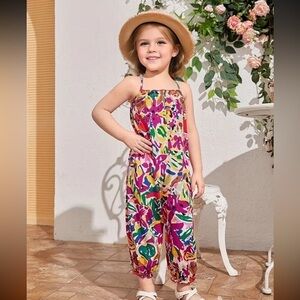 NWOT vibrant graffiti print girls halter jumpers casual polyester size 7T